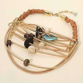 Bold Sculpted Resin Beaded Multi Strand Statement Necklace