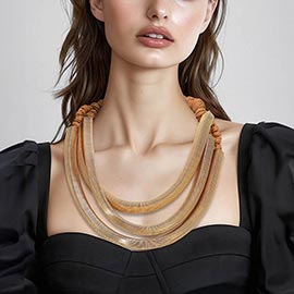Chunky Geometric Multi Layered Cord Statement Necklace