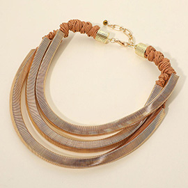 Chunky Geometric Multi Layered Cord Statement Necklace