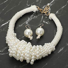 Bold Pearl Beaded Statement Necklace