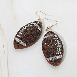 Bling Studded Felt Back Football Drop Earrings