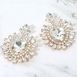 Heart Stone Cluster Embellished Drop Statement Earrings