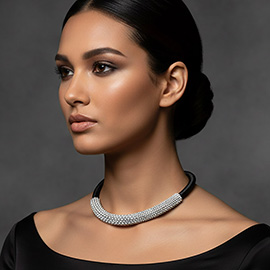 Bling Studded Metal Wire Wrapped Magnetic Necklace