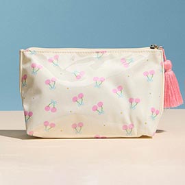 Cherry Pattern Tassel Multi Purpose Portable Pouch Bag