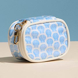 Shell Pattern Print Mini Zip Keychain Pouch Bag