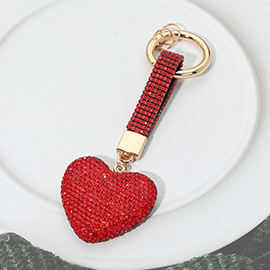 Bling Studded Heart Keychain Bag Charm