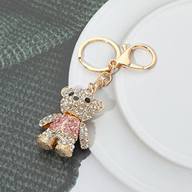 Rhinestone Pave Teddy Bear Keychain Bag Charm