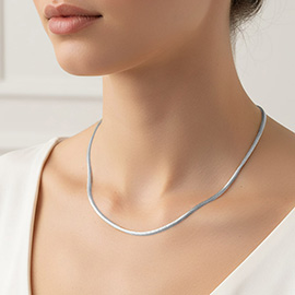 White Gold Dipped Minimal Slim Chain Necklace