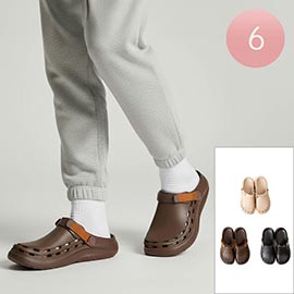 6Pairs - Mens Solid Adjustable Heel Strap Clog