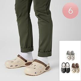 6Pairs - Mens Dual Color Heel Strap Clogs