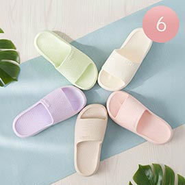 6Pairs - Womens Solid Slide Slippers