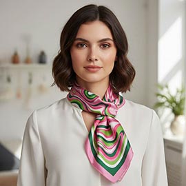 Abstract Swirl Pattern Printed Square Silky Satin Bandana Scarf