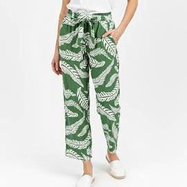 Leaves Print Wide Leg Pants