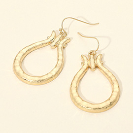 Textured Metal Open Teardrop Dangle Earrnigs