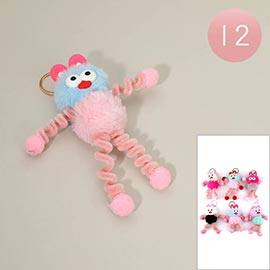 12PCS - Plush Stretchy Pom Pom Character Keychains