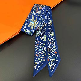 Abstract Pattern Print Silky Twilly Skinny Scarf