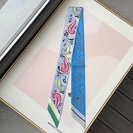 Paisley Pattern Print Silky Twilly Skinny Scarf