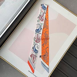 Paisley Pattern Print Silky Twilly Skinny Scarf