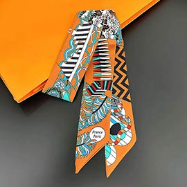 Abstract Pattern Print Silky Twilly Skinny Scarf