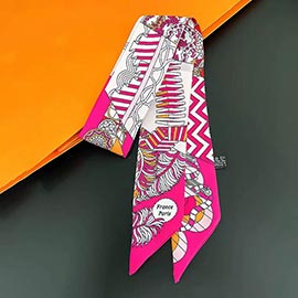 Abstract Pattern Print Silky Twilly Skinny Scarf
