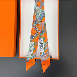 Abstract Playing Card Print Silky Twilly Skinny Scarf