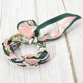 Adjustable Fabric Scarf Knot Wrap Metal Cuff Bracelet