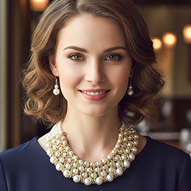 Multi Strand Pearl Collar Statement Necklace