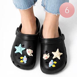 6Pairs - Women Solid Heel Strap Charm Clogs