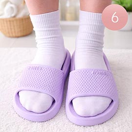 6Pairs - Womens Solid Slide Slippers