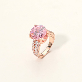 Round Cut CZ Statement Ring