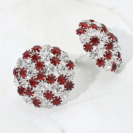 Round Rhinestone Cluster Embellished Evening Clip On Earrings