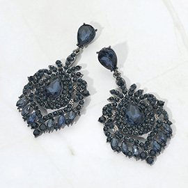 Teardrop Marquise Cluster Embellished Chandelier Drop Evening Earrings
