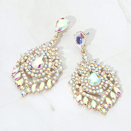 Teardrop Marquise Cluster Embellished Chandelier Drop Evening Earrings