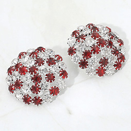 Round Rhinestone Cluster Embellished Evening Earrings