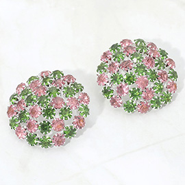 Round Rhinestone Cluster Embellished Evening Earrings