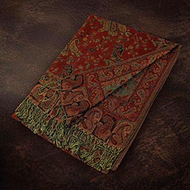 Paisley Pattern Fringe Pashmina Reversible Scarf Shawl