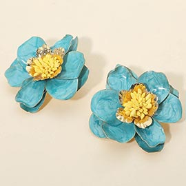 Bold Enamel Flower Statement Earrings