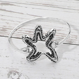Antique Metal Open Starfish Bangle Bracelet