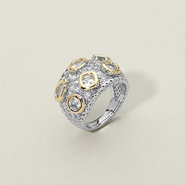 CZ Bezel Accent Pave Statement Ring