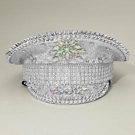 Marquise Stone Cluster Embellished Rhinestone Sequin Captain Hat