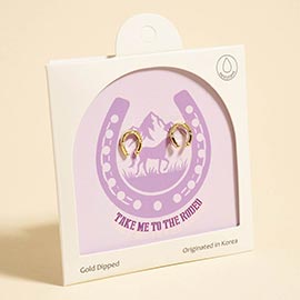Gold Dipped Horseshoe Stud Earrings