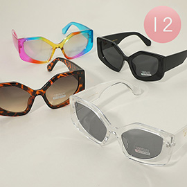 12Pairs - Square Cat Eye Frame Wayfarer Sunglasses