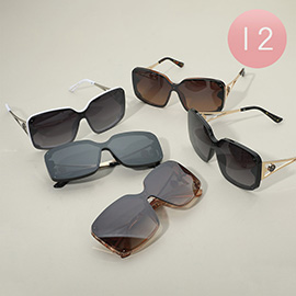 12Pairs - Oversized Square Frame Wayfarer Sunglasses