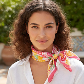 Citrus Mosaic Print Square Bandana Scarf