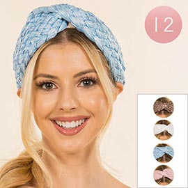 12PCS - Wide Braided Knot Headbands