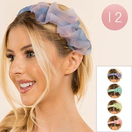 12PCS - Sheer Ruffle Headbands