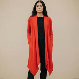 Open Front Draped Long Solid Cardigan