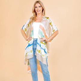 Lightweight Pastel Tie-dye Open Front Kimono Poncho