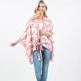 Geometric Pattern Kimono Wrap Poncho
