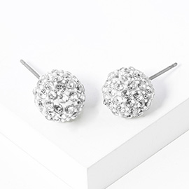 Pearl Paved Disco Ball Stud Earrings